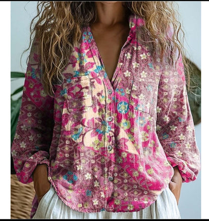 3D Printed Abstract Pattern Women's Long-Sleeved Blouse – Fashion Meets Comfort