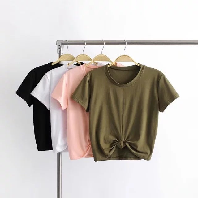 Hem knotted sports yoga top