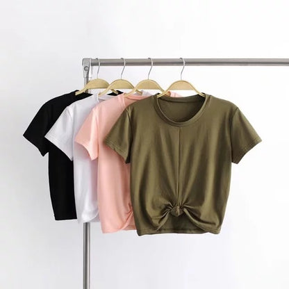 Hem knotted sports yoga top