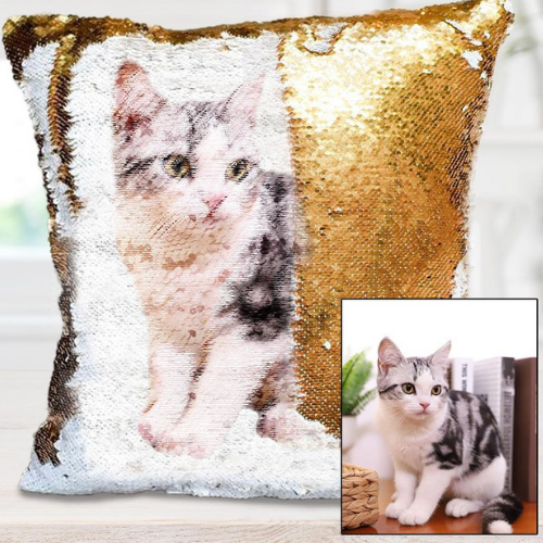 Sequins Throw Pillowcase with Custom Photo - myETYN