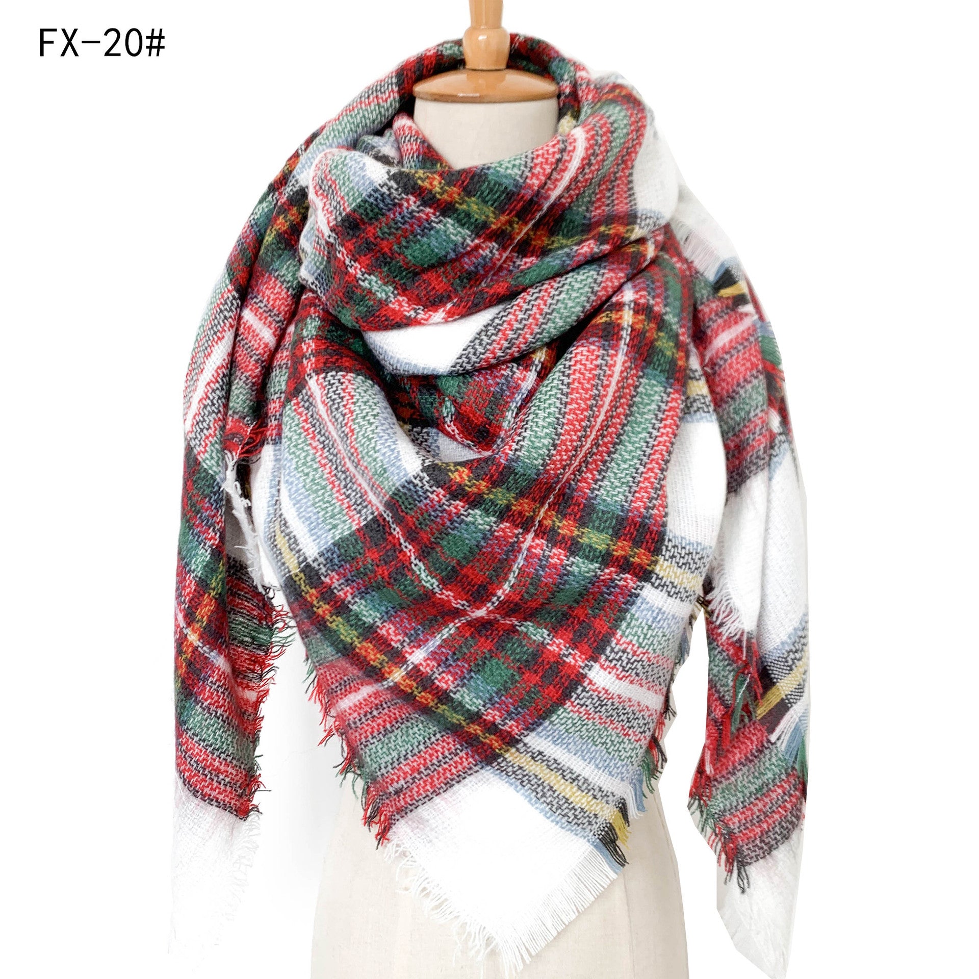 Double-Sided Colorful Plaid Scarf with Cashmere-like Feel - myETYN