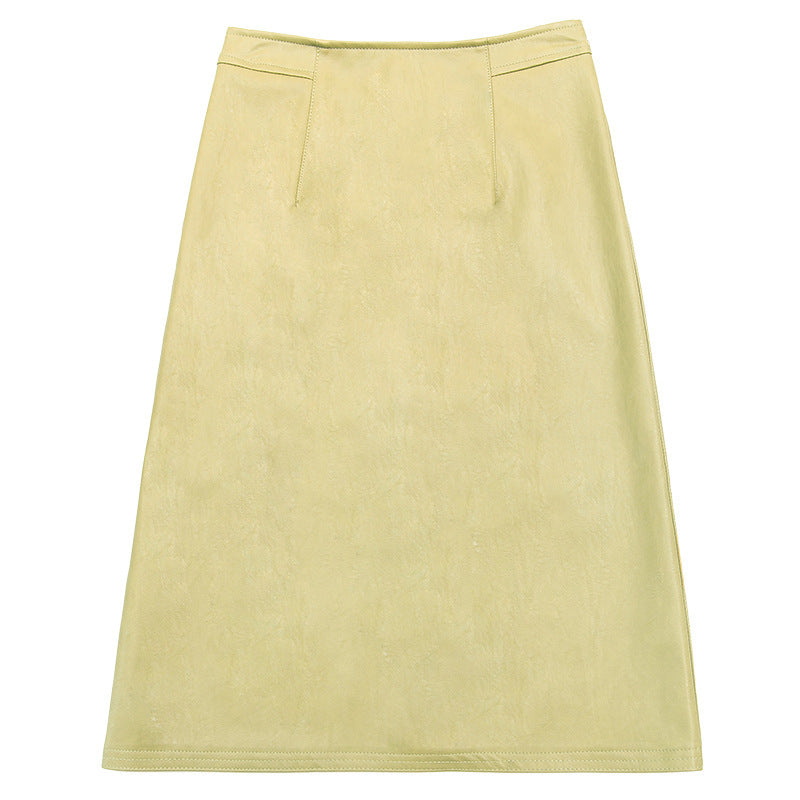 Leather skirt women's mid length skirt