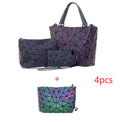 Luminous Makeup Bag Lattice Design Geometric Bag