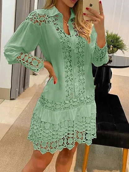 Early Autumn New Lace Stitching Sexy Casual Shirt