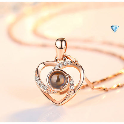 S925 Silver Romantic Colorful Photo Projection Necklace Heart Shaped Pendant Necklace - myETYN