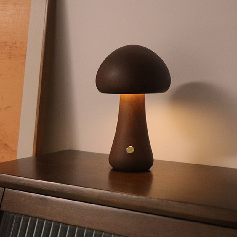 INS Wooden Cute Mushroom LED Night Light With Touch Switch Bedside Table Lamp For Bedroom Childrens Room Sleeping Night Lamps Home Decor - myETYN