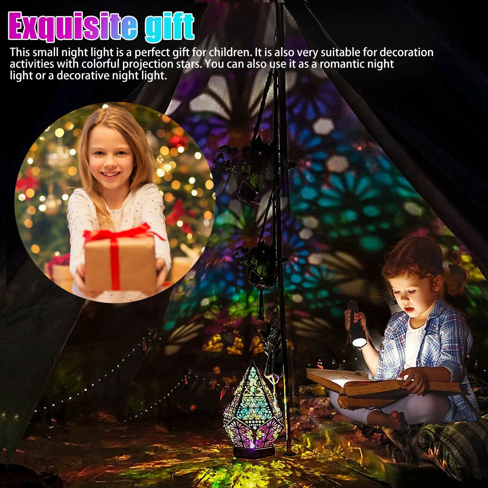 3D Colorful Bohemian LED Night Light Polar Star Starry Sky Floor Projection Lamp - myetyn