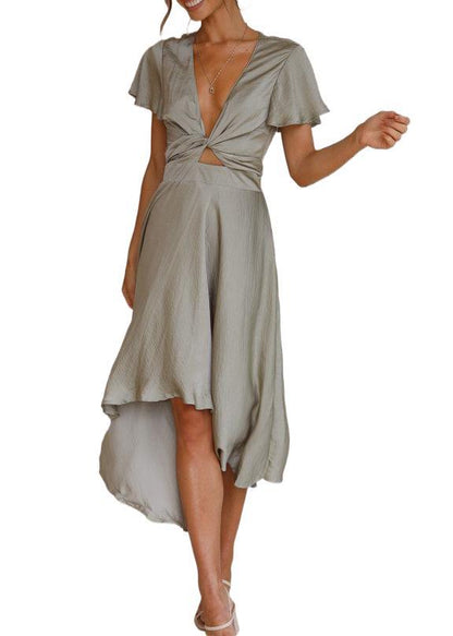 Summer Women's V-neck Irregular Dress