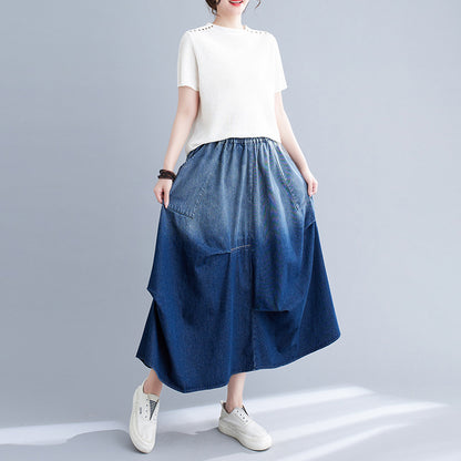 Gradient Color Denim Skirt For Women - myETYN