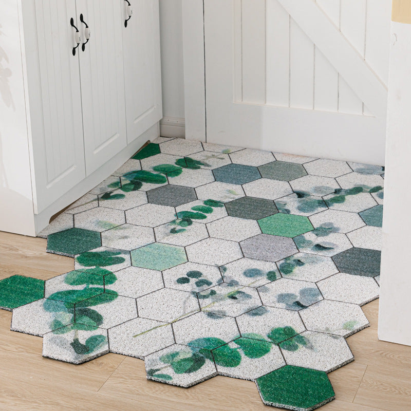 Non-slip Washable Hexagon Printed Custom Cut Doormat Carpet