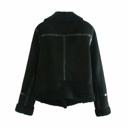 Women's Suede thick warm lambskin coat