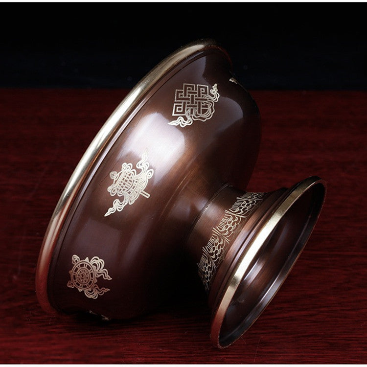 Buddhist supplies India pure copper Dharma cup red copper carved eight auspicious thickened Dharma cup wine cup