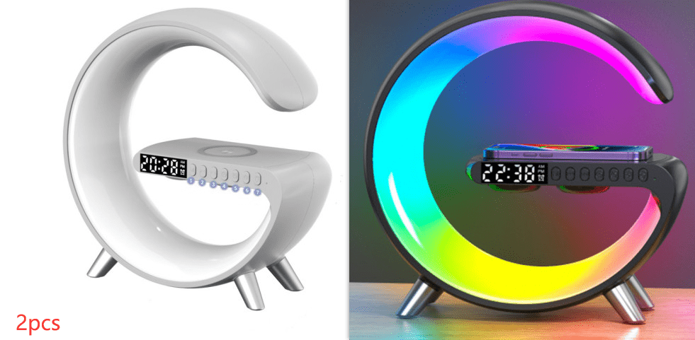 2023 New Intelligent G Shaped LED Lamp Bluetooth Speake Wireless Charger Atmosphere Lamp App Control For Bedroom Home Decor - myetyn