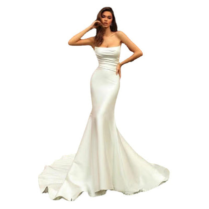 Women’s Tube Top Satin Fishtail Gown