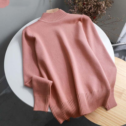 Pullover High-Collar Long-Sleeve Knitted Sweater