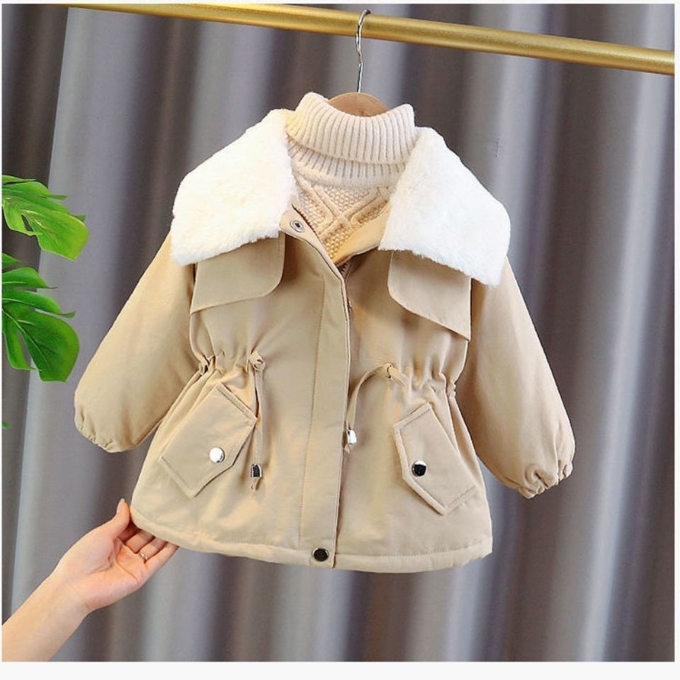 Children's Fleece-lined Thickened Little Kids' Cotton Coat