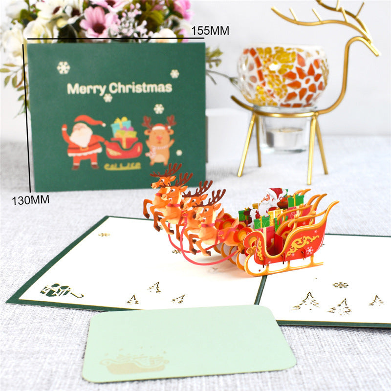 3D Merry Christmas Cards Christmas Tree Winter Gift Pop-Up Cards Christmas Decoration Stickers