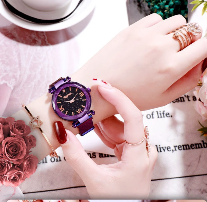 Star lazy magnet buckle quartz watch