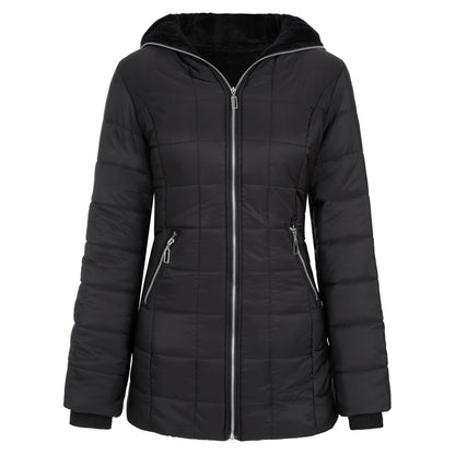 Women's Hooded Cotton Blend Zipper Jacket – Sweet Slim Fit Outerwear