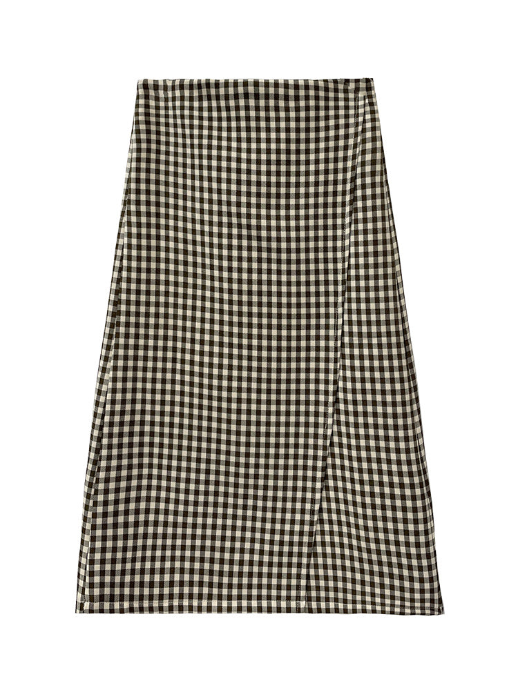 Ladies Mid-length Plaid Skirt