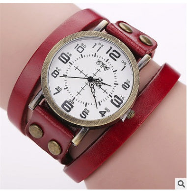 CCQ Vintage Leather Bracelet Watch Antique Women Wrist Watch Casual Ladies Quartz Watch Relogio Feminino 1347