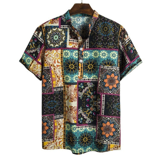 Men's linen printed shirt