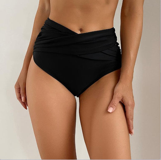 Women's Fashion Pure Color Thickened Conservative High Waist Durable Swimming Trunks - myETYN