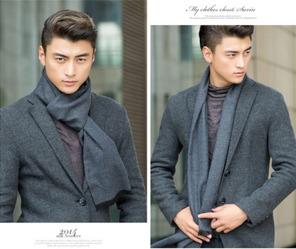 New men's scarf Korean American tide wintersilk brushed silk scarf color warm scarf for men - myETYN