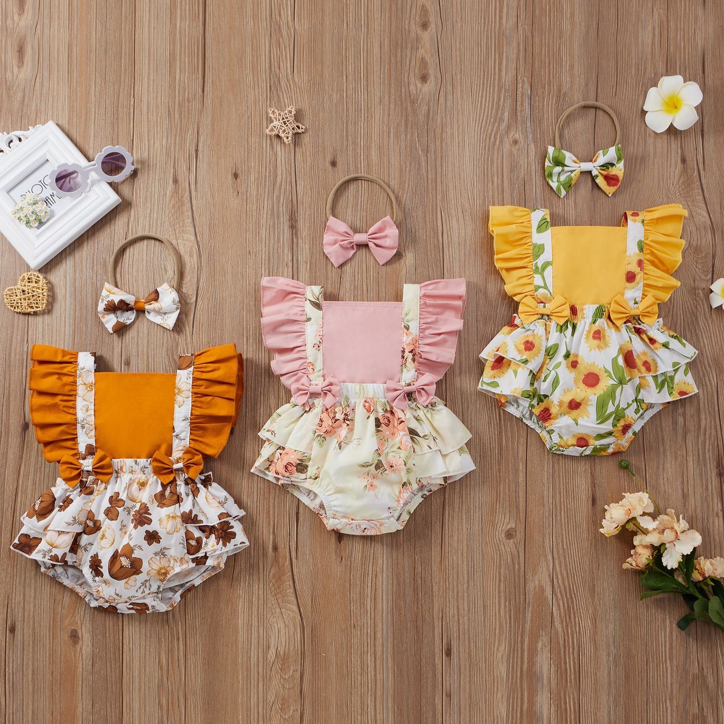 Strap Baby's Gown Two-piece Set