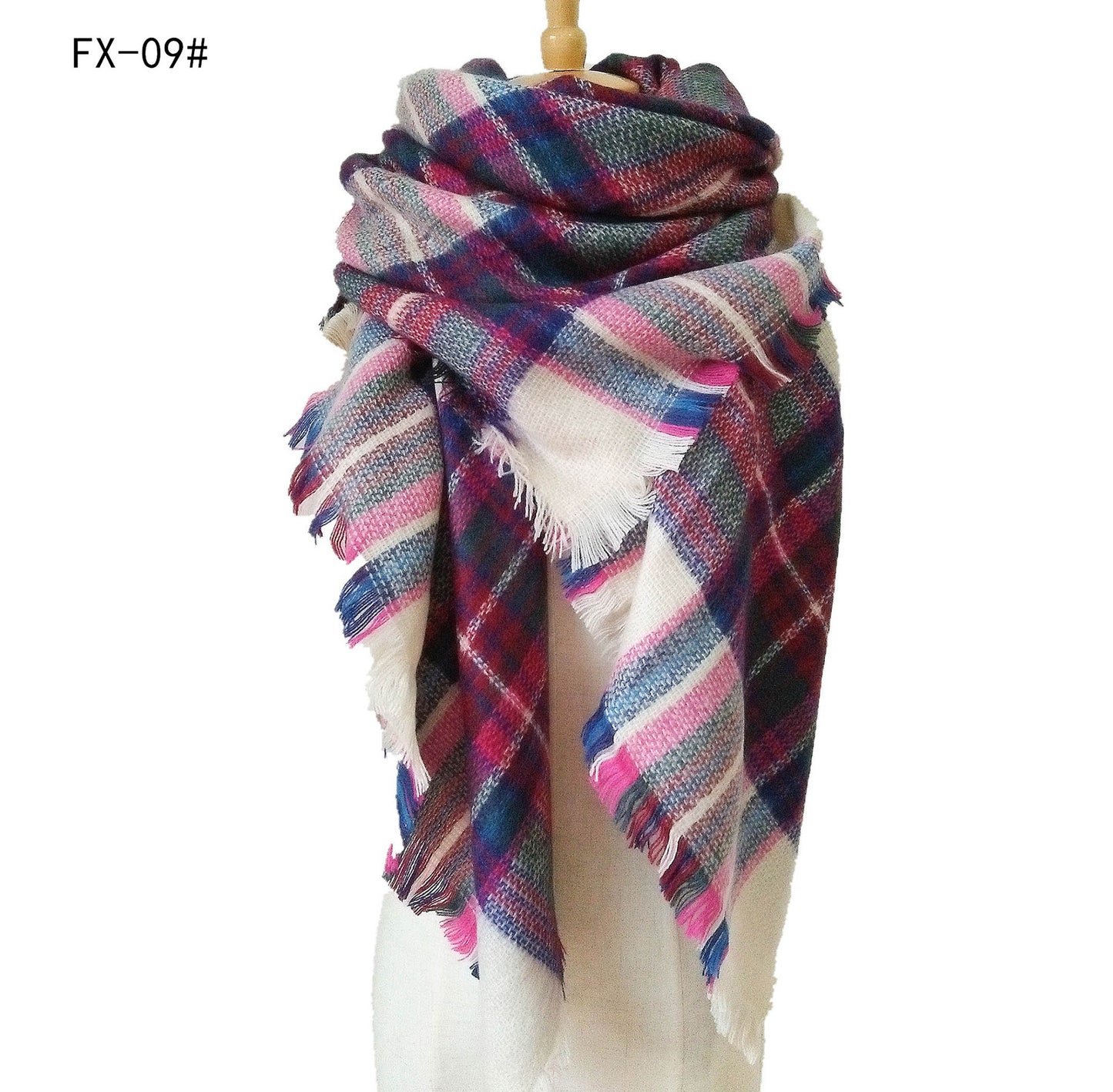 Double-Sided Colorful Plaid Scarf with Cashmere-like Feel - myETYN