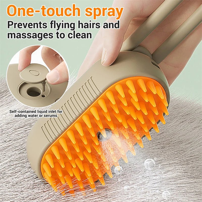 3 - in - 1 Electric Steam Brush for Pets - Grooming, Massage, Hair Removal - myetyn