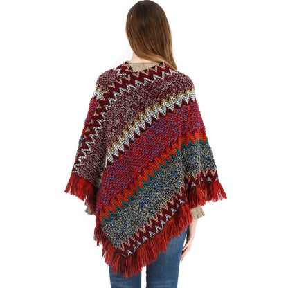 Warm Autumn And Winter Colorful Ethnic Style Pullover Cloak Women - myETYN