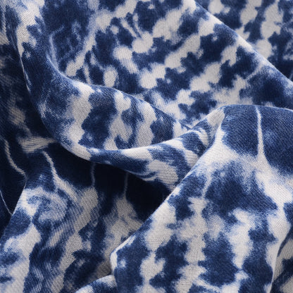 Blue And White Tie-dyed Cotton And Linen Feel Scarf Retro Artistic Travel Sun Protection Shawl - myETYN