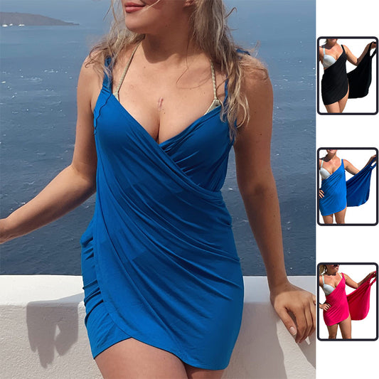 Women's Plus Size Backless One-Piece Swimsuit - Solid Color