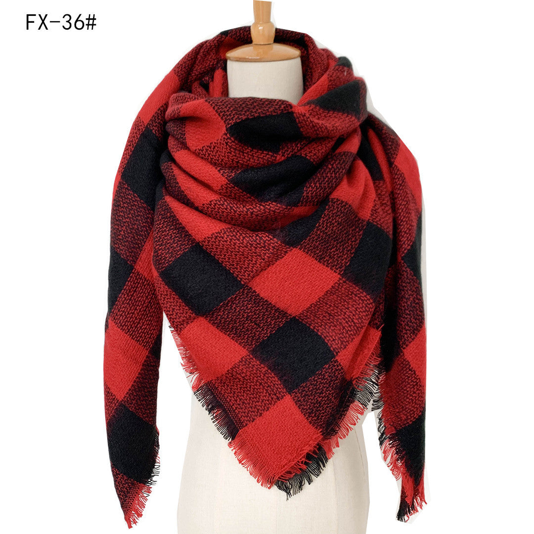 Double-Sided Colorful Plaid Scarf with Cashmere-like Feel - myETYN