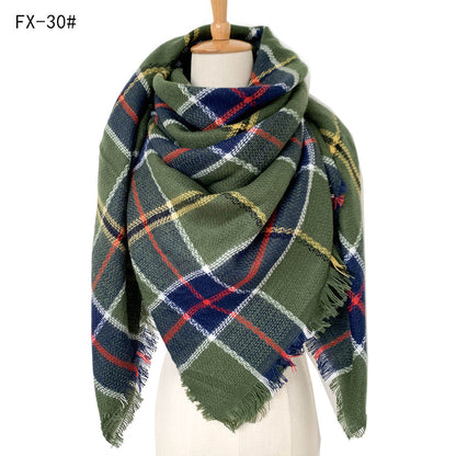 Double-Sided Colorful Plaid Scarf with Cashmere-like Feel - myETYN