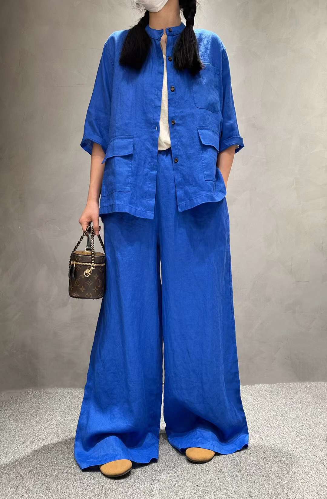 Women's Linen Co-Ord Set | Half Sleeve Shirt & Wide-Leg Pants
