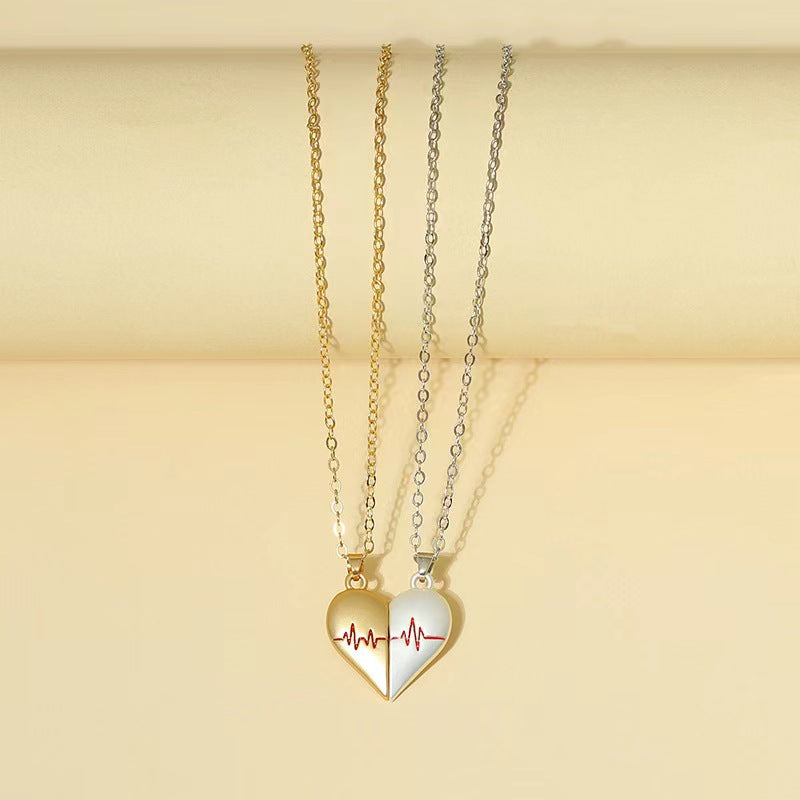 Heartbeat Magnetic Heart Necklace Love Couple Jewelry - myETYN