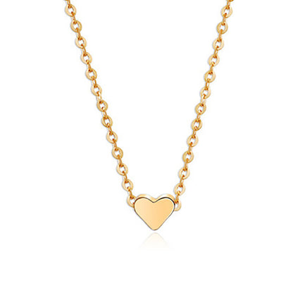 Simple Fashion Gold Color Double-sided Love Pendant Necklaces Clavicle Chains Necklace Women Jewelry Valentines Day Gift