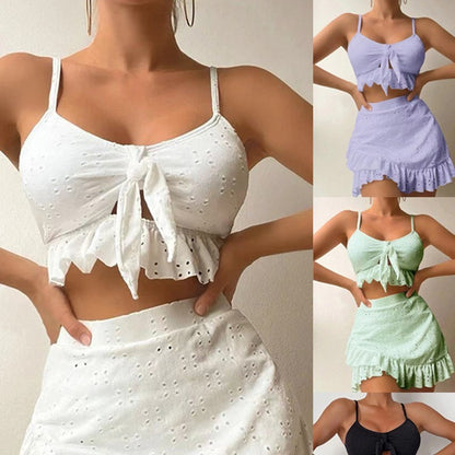 Women's Split Hip Skirt Swimsuit Three-piece Bikini