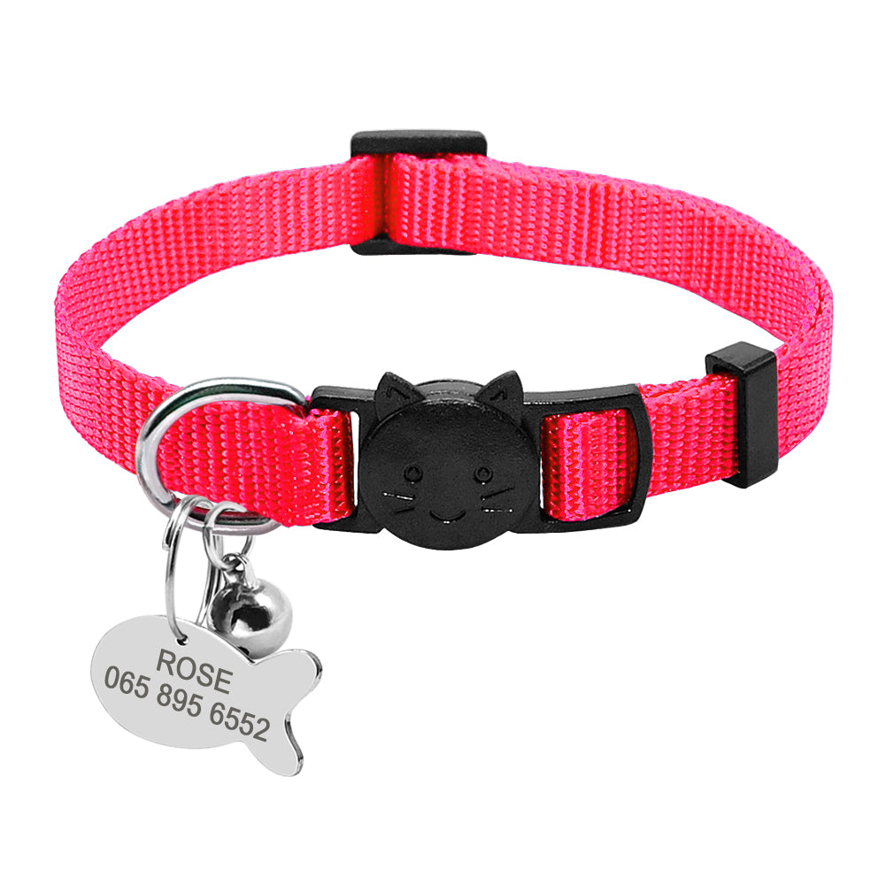 Personalized Safety Breakaway Nylon Quick Release Cat Collar ID Tag Set - myETYN