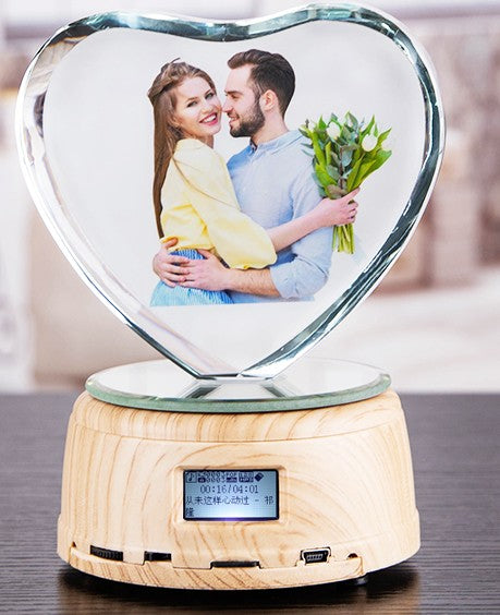 Personalized Gifts Crystal Photo Night Lamp Bluetooth Rotating Color Changing Music Player 3D Inner Carved - myETYN