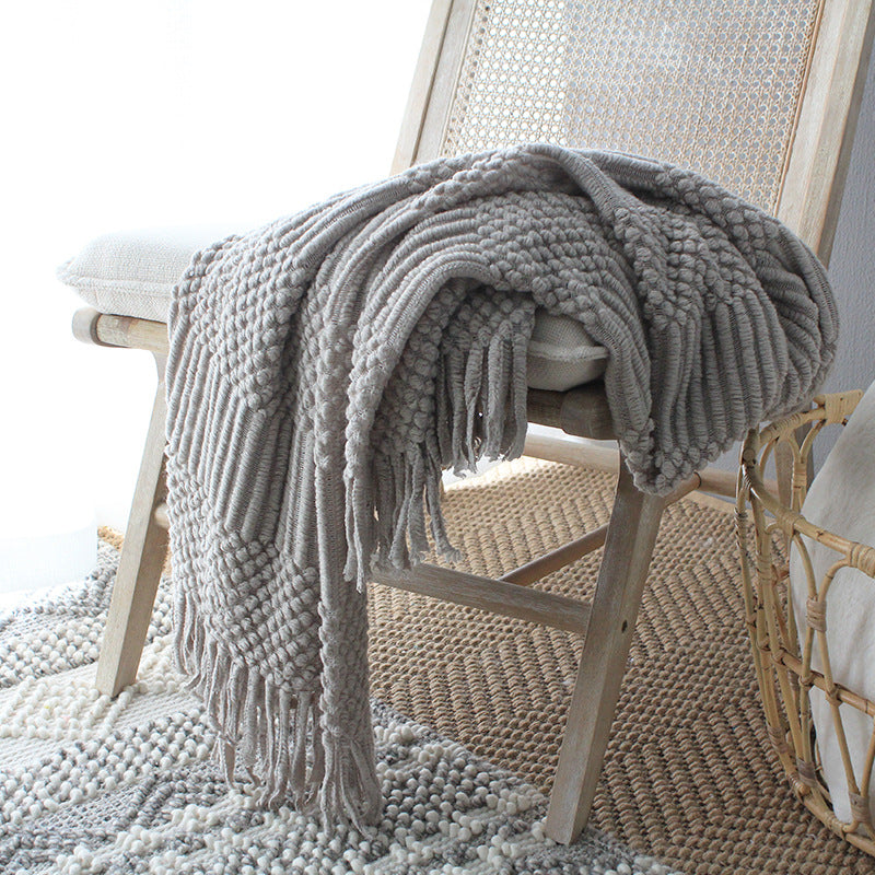 Nordic Woolen Knitted Bubble Sofa Blanket