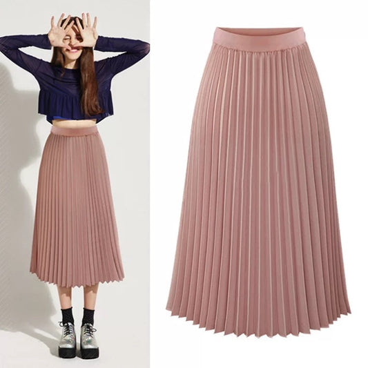 Women's mid-length chiffon skirt