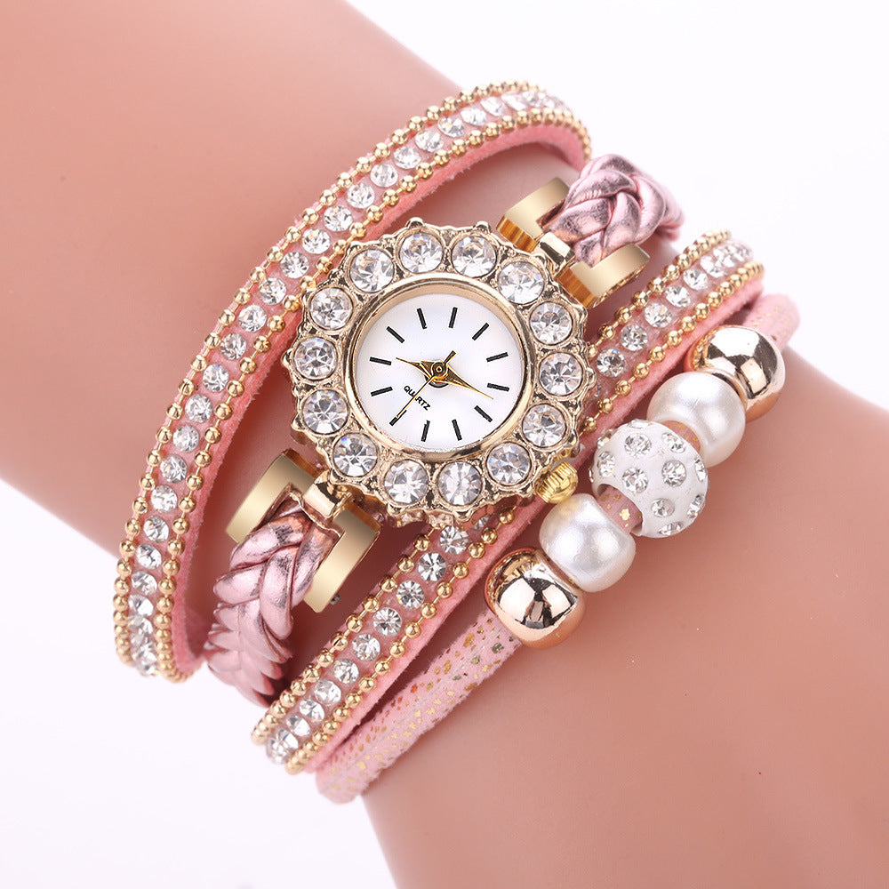 Personality pearl diamond quartz watch