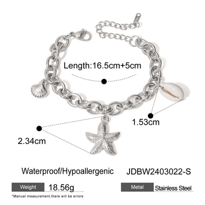 Stainless Steel Starfish Shell Conch Bracelet For Women Fashion Beach Bracelets Birthday Jewelry Gifts