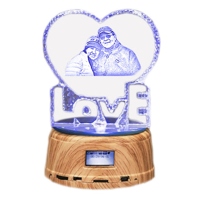 Personalized Gifts Crystal Photo Night Lamp Bluetooth Rotating Color Changing Music Player 3D Inner Carved - myETYN