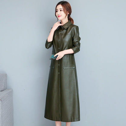 Ladies Fashion Thin Leather Trench Coat – Korean Style Sheepskin Outerwear