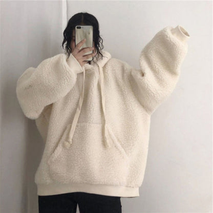 Hooded Plus Fleece Sweater Version Imitation Lambskin