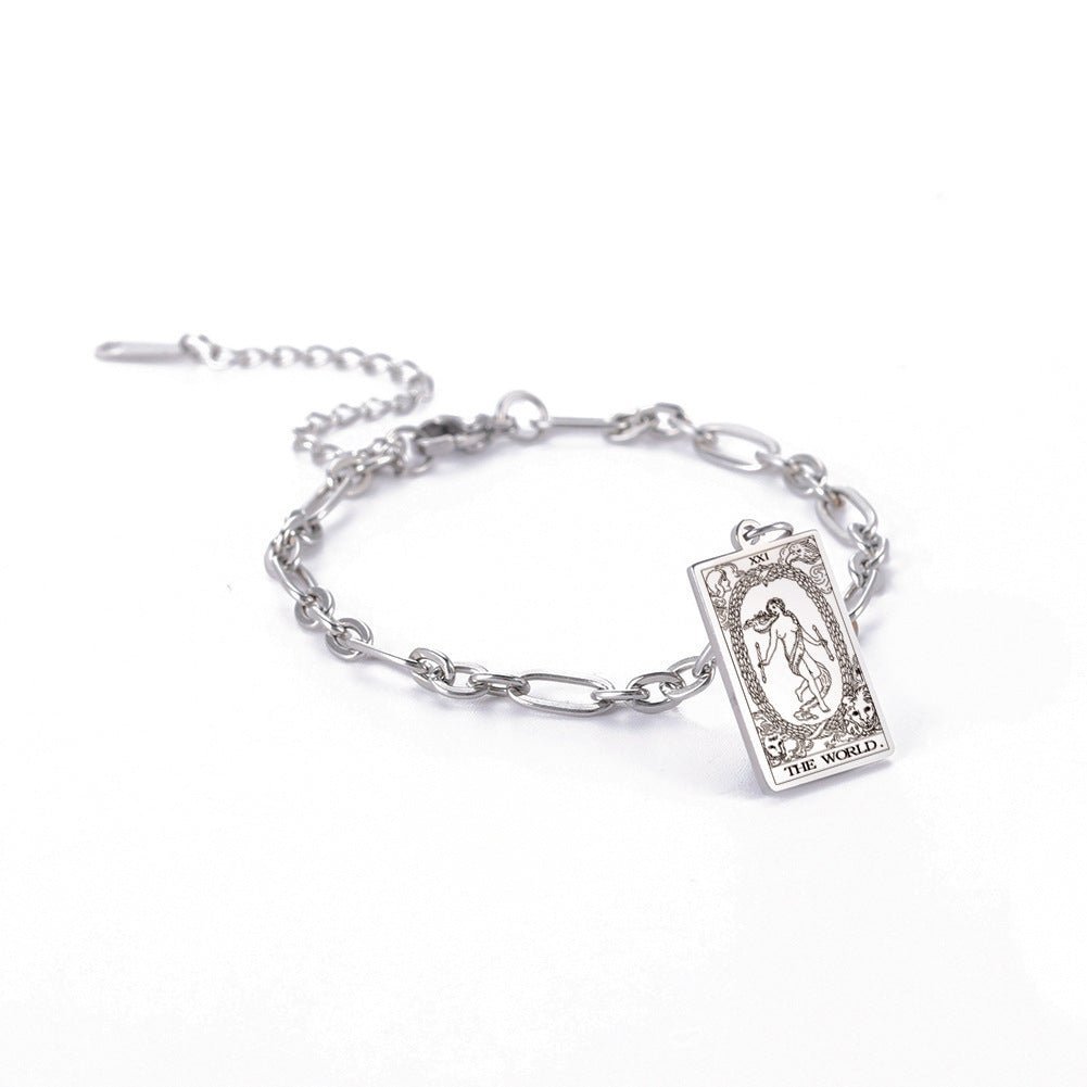 12 Tarot Card Series Fashion Trend Long Oval Link Chain Bracelet - myetyn